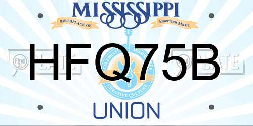 HFQ75B Mississippi License Plate
