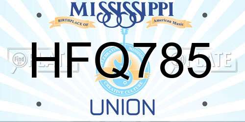 HFQ785 Mississippi License Plate