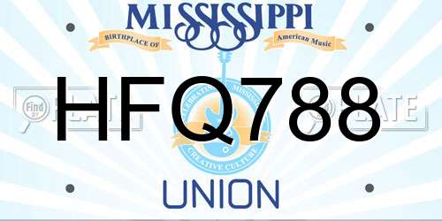 HFQ788 Mississippi License Plate