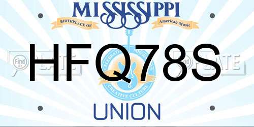 HFQ78S Mississippi License Plate