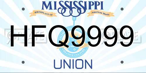 HFQ9999 Mississippi License Plate