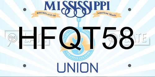 HFQT58 Mississippi License Plate