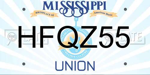 HFQZ55 Mississippi License Plate