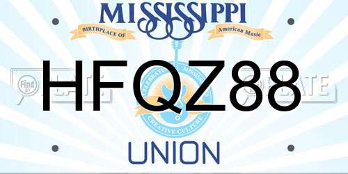 HFQZ88 Mississippi License Plate