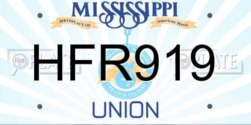 HFR919 Mississippi License Plate
