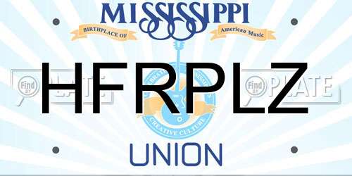 HFRPLZ Mississippi License Plate