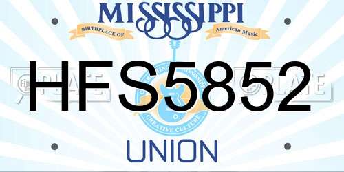 HFS5852 Mississippi License Plate