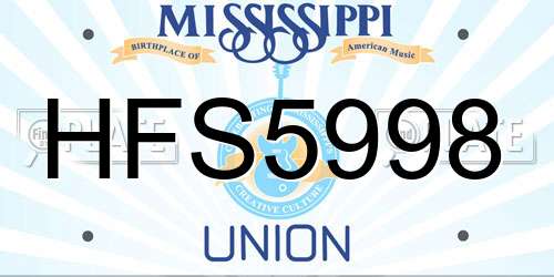 HFS5998 Mississippi License Plate