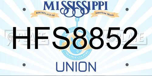 HFS8852 Mississippi License Plate