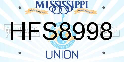 HFS8998 Mississippi License Plate