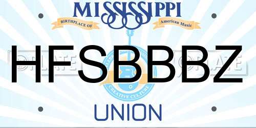 HFSBBBZ Mississippi License Plate