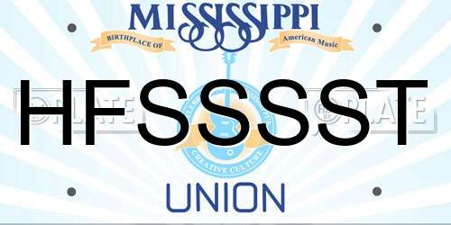HFSSSST Mississippi License Plate