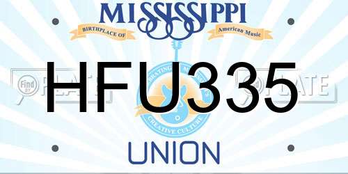 HFU335 Mississippi License Plate