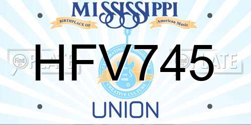 HFV745 Mississippi License Plate