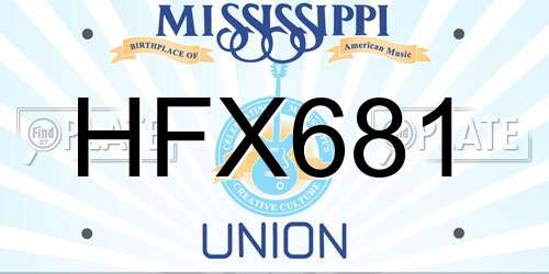 HFX681 Mississippi License Plate