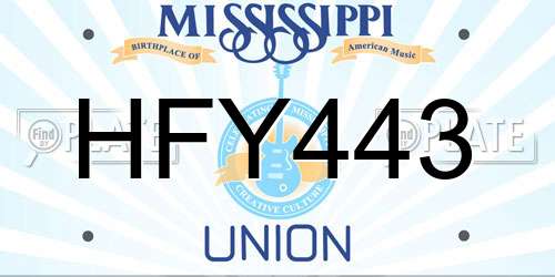 HFY443 Mississippi License Plate