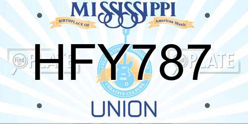 HFY787 Mississippi License Plate