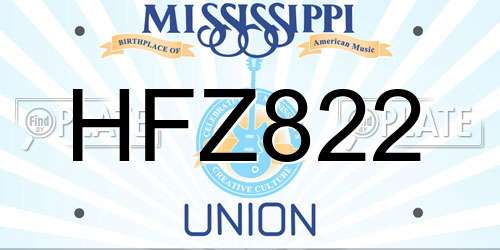 HFZ822 Mississippi License Plate