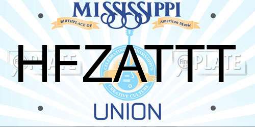 HFZATTT Mississippi License Plate