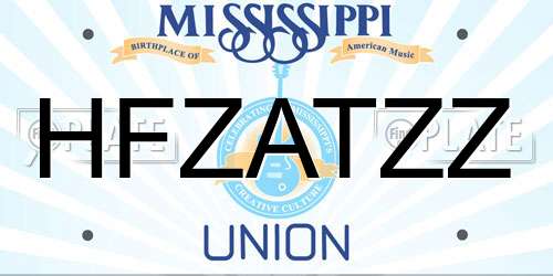 HFZATZZ Mississippi License Plate