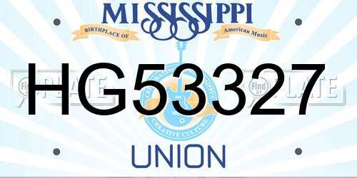 HG53327 Mississippi License Plate