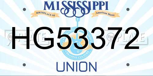 HG53372 Mississippi License Plate