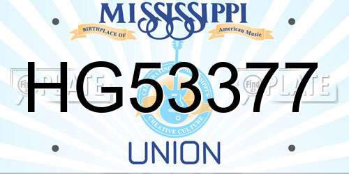 HG53377 Mississippi License Plate