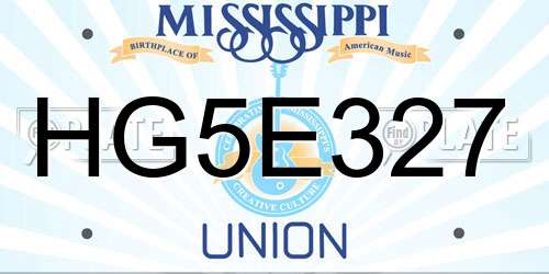 HG5E327 Mississippi License Plate