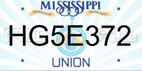 HG5E372 Mississippi License Plate