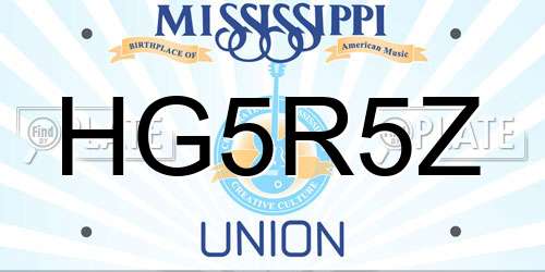 HG5R5Z Mississippi License Plate
