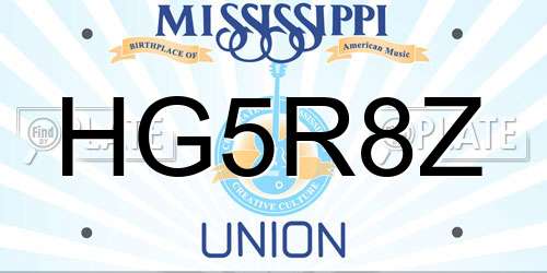 HG5R8Z Mississippi License Plate