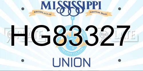 HG83327 Mississippi License Plate