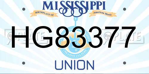 HG83377 Mississippi License Plate