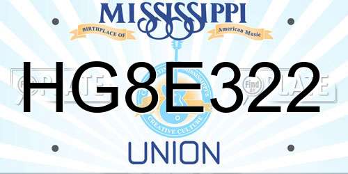 HG8E322 Mississippi License Plate