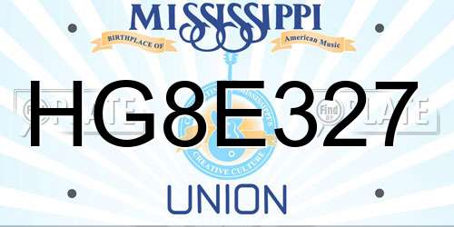 HG8E327 Mississippi License Plate