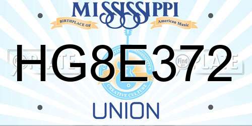 HG8E372 Mississippi License Plate