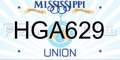 HGA629 Mississippi License Plate