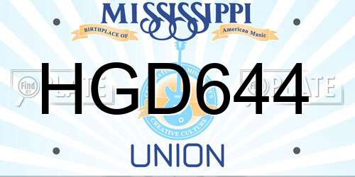 HGD644 Mississippi License Plate