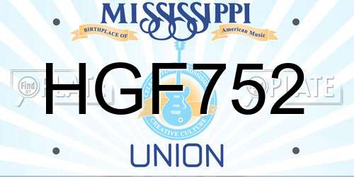 HGF752 Mississippi License Plate