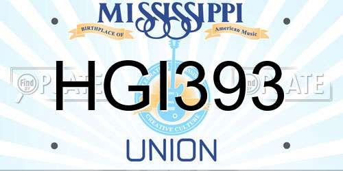 HGI393 Mississippi License Plate