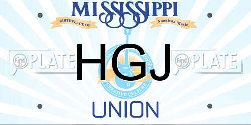 HGJ Mississippi License Plate