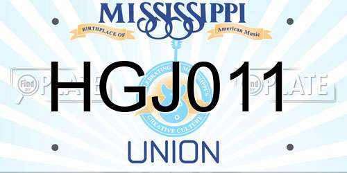 HGJ011 Mississippi License Plate