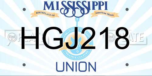 HGJ218 Mississippi License Plate