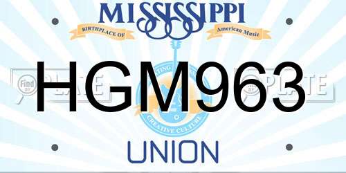 HGM963 Mississippi License Plate