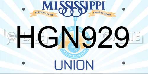 HGN929 Mississippi License Plate
