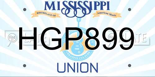 HGP899 Mississippi License Plate