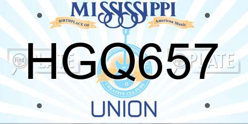 HGQ657 Mississippi License Plate