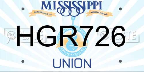 HGR726 Mississippi License Plate