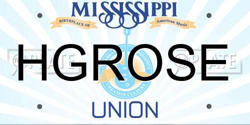 HGROSE Mississippi License Plate