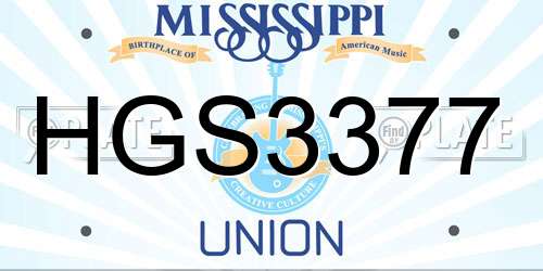 HGS3377 Mississippi License Plate